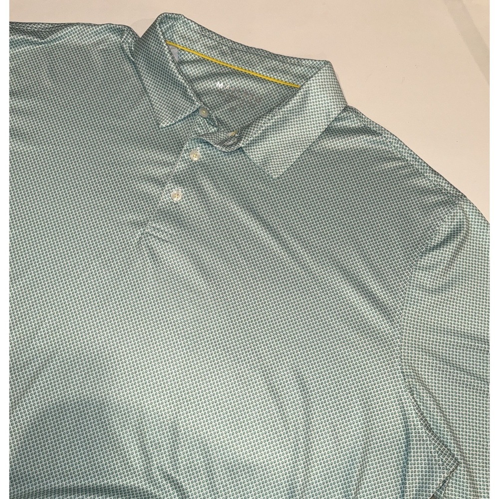 MAELREG Men's Performance Golf Polo Shirt 3XL Green Geometric Diamond Print